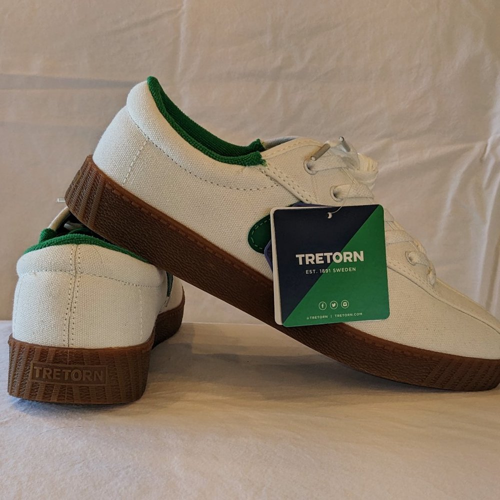 Tretorn Nylite Original Sneakers, size 9, white with green
